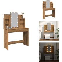 Vidaxl - Coiffeuse avec lumières led chêne artisanal 96x40x142 cm - Coiffeuse - Coiffeuses - Table De Maquillage - Coiffeuse De Maquillage