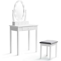 Idmarket - Coiffeuse bella avec miroir led et tabouret