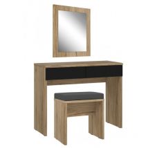 Meubletmoi - Ensemble coiffeuse décor bois clair avec miroir et banc - anastasia