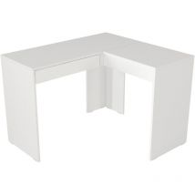 Vente-unique - Coiffeuse d'angle avec miroir et rangements - Blanc - giwen