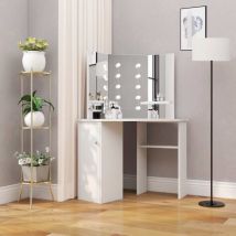 Torana - Coiffeuse d'angle table de maquillage lumière led Blanc clair