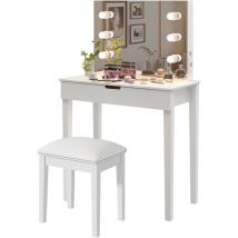 Liberté - Coiffeuse de maquillage avec miroir, avec 6 ampoules, blanc