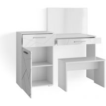 Coiffeuse Irma, Blanc, 135 cm avec banc Vicco