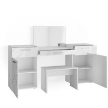 Coiffeuse Irma, Blanc, 190.3 cm avec banc Vicco
