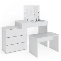 Coiffeuse Lotos, Blanc, 117.4 cm avec banc Vicco