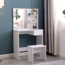 Llb Living Life Bed - Coiffeuse table de maquillage avec miroir tiroir et tabouret Mayca