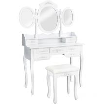 Tectake - Coiffeuse avec 3 miroirs 7 tiroirs -