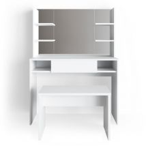 Coiffeuse Daenerys, Blanc, 99 cm avec banc Vicco