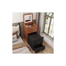 Ineasicer - Coiffeuse(Comprend un tabouret de maquillage), Tabouret de rangement multifonctionnel Table de nuit, avec miroir et éclairage led, avec 3
