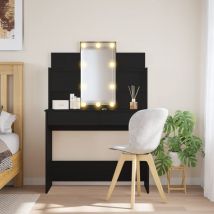 Design In - Coiffeuse,Table de maquillage,Coiffeuse Maquillage avec lumières led noir 96x40x142 cm CFW28849