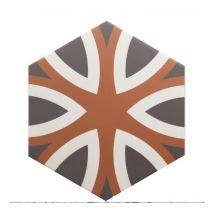 Carrelage sol / mur hexagonal à motif coloré 17,5x20 cm coimbra dolce 30659 (vendu par boite de 0,71m2)