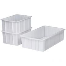Récipient en plastique rectangulaire 55 l nd-pe blanc L750xl445xH200mm sans trou de maniement