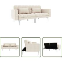 The Living Store Canapé-lit crème tissu - Canapé Convertible - Canapé Lit - Canapé Modulable - Sofa Convertible - Sofa Bed
