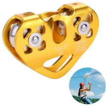 Coinceur, poulie, descendeur--Poulie Tandem Speed Double Trolley Rescue Escalade Double Poulie avec Roulement à Billes Rock/ Poulie Simple Aluminium