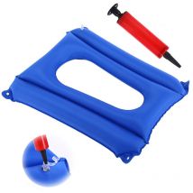 Linghhang - Cojín inflable cuadrado transpirable y cómodo, cojín inflable con inflador (azul), para sentarse, inodoro, oficina, escuela, silla de