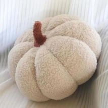 Cojín de calabaza, cojín en forma de calabaza blanco crema, cojín decorativo de otoño, cojín estético para sofá de terciopelo de peluche, decoración