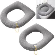 Cojín Para Asiento De Inodoro, 2 Piezas, Funda Para Asiento De Inodoro, Lavable, De Tela Cálida, Con Hebilla Colgante Para Asiento De Inodoro 