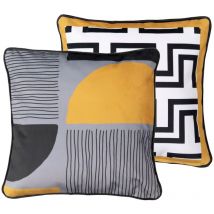 Adda Home - Cojin Velvet Formas Gris Amarillo 45x13x45 Cm