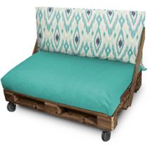 Happers - Coussin palette d'extérieur Dossier 120x45x25 Éthnique Vert/Gris Naylim