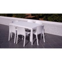 Shaf - cojunto terraza exterior mesa master + 6 sillas grana blancas