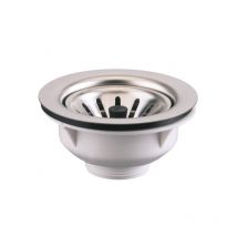Valentin - Desagüe de fregadero de cesta manual con orificio de 90 mm, sin rebosadero, acero inoxidable cromado