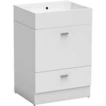 Colavene - Mobile a terra [2 cassetti] + Volant 50X50 con foro - MTC5050+LAB5050 Bianco matt