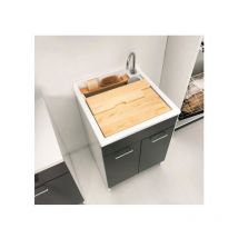 Colavene - Lavatoio Swash 2 Ante con Contenitore e Asse Lavapanni 60x60x86 Antracite - 24030H