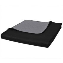 Ocxin - Colcha acolchada a doble cara negro gris 170x210 cm