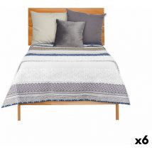 Giftdecor - Colcha reversible 180 x 260 cm hexágonos azul blanco gris (6 unidades)