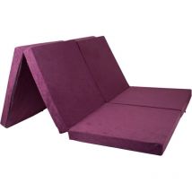 Colchón plegable 2 plazas - Funda lavable - 195cm x 120cm x 7cm - Violeta