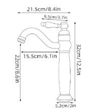 Monly - Bathroom Single Lever Mixer Tap,Single Handle 360 °Rotatable Brass Basin Mixer Tap Cold and Hot Water Available, Brass Antique Finish with