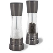 H59428G Derwent Gunmetal Macina Sale e Pepe, Macina Sale e Pepe, Ceramica Regolabile Macinino, Macinaspezie, Acciaio inossidabile, Acrilico, 190mm,