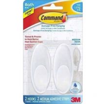 Command - 3m baño gancho mediano para toallas 1,4 kg 2 ganchos bath18es