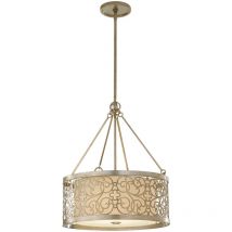 Elstead - Arabesque - Lámpara colgante de techo cilíndrica de 4 luces, hoja de plata, E27