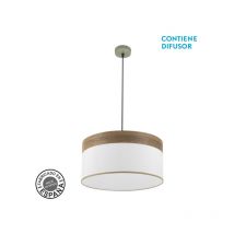 Senko - Colgante cloe 2xe27 cuero/blanca-madera oscura regx50x50 cm