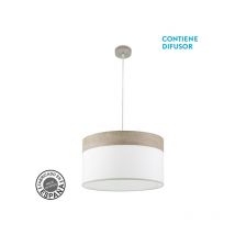 Senko - fabrilamp Colgante Cloe 2xe27 Niquel/blanca-madera Gris Regx50x50 cm