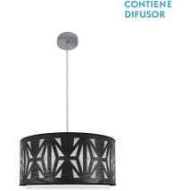 Colgante Katerina 2xe27 Cromo/Madera Negra Regx50x50 cm