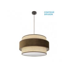 Senko - Colgante reyes 3xe27 marron/natural-marron regx60x60 cm