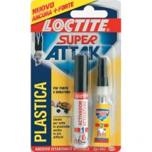 Loctite - colla Super Attak adesivo liquido istantaneo per plastica 2 gr + 4 ml