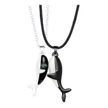 Collana a lunga distanza con ciondolo a forma di balena per amanti della collana magnetica da 2 pezzi