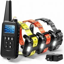 Collar de adiestramiento para perros Dpzo de 800 metros, impermeable, con control remoto, 99 niveles de choque y vibración, luz led, recargable (3