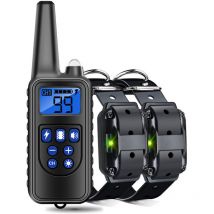 Dpzo - Collar de entrenamiento para perros, recargable, impermeable, antiladridos, con control remoto de 800 m y descarga eléctrica, color negro (un