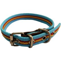 Hundehalsband mit spanischer Flagge aus blauer Baumwolle, 25 cm. Beständig gegen Zug und Wetter. Exclusives Angebot