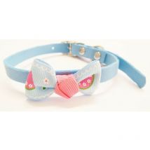 Collar para gato con lazo celeste de fieltro con cascabel Collar 30 cms para gato. Hecho de fieltro, con un lazo como toque elegante. Incluye
