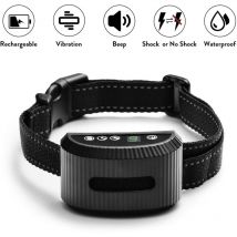 Collare Antiabbaio Tug Regolabile Ricaricabile con Bottoni Frontali, Nero-RAPANDA