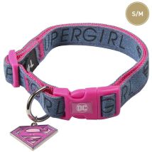 Collare per animali Supergirl – Jeans e plastica – Taglia S-M – Collo regolabile 30-45 cm – Spessore 20 mm