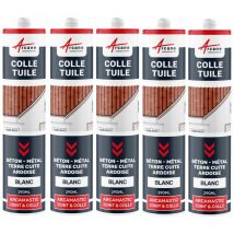 Arcane Industries - Colle tuile mastic souple pour tous matériaux - 290 ml x 5 Blanc