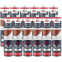 Arcane Industries - Colle tuile mastic souple pour tous matériaux - 290 ml x 12 Gris securite - ral 7004