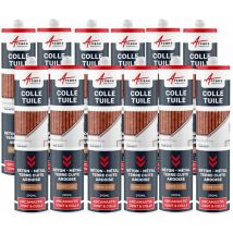 Arcane Industries - Colle tuile mastic souple pour tous matériaux - 290 ml x 12 Terre Cuite