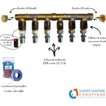 ESC - Collecteur avec vannes intégrées, raccords multicouche, bouchons, joints ... Version 6 sorties